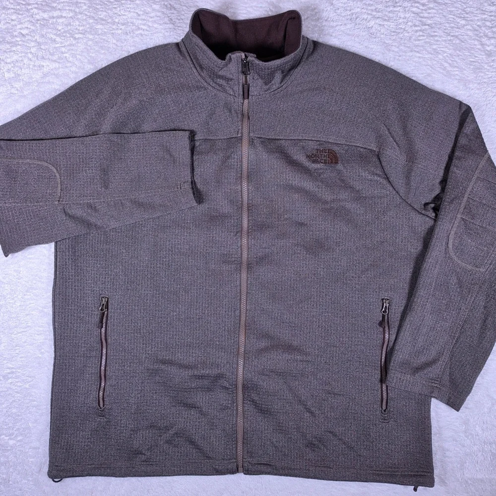 NEW The North Face NF0A2VDV Mens XXL Gray Stretch L/S Full Zip Fleece Jacket